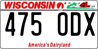 WI license plate 475ODX