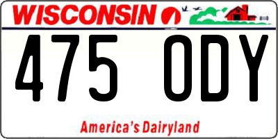 WI license plate 475ODY