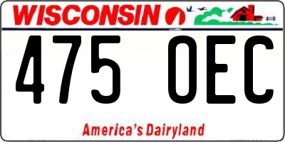 WI license plate 475OEC