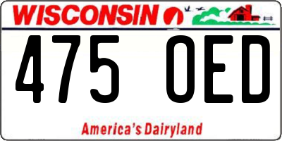 WI license plate 475OED