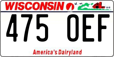 WI license plate 475OEF