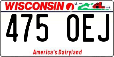 WI license plate 475OEJ