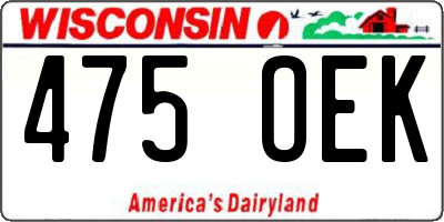 WI license plate 475OEK