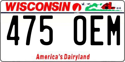 WI license plate 475OEM
