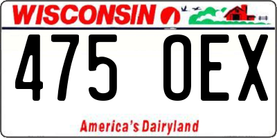 WI license plate 475OEX