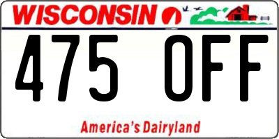 WI license plate 475OFF