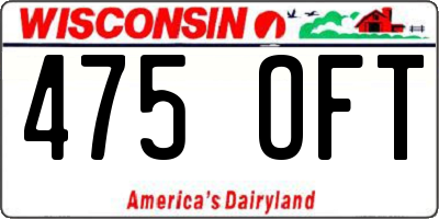 WI license plate 475OFT