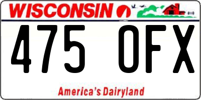 WI license plate 475OFX
