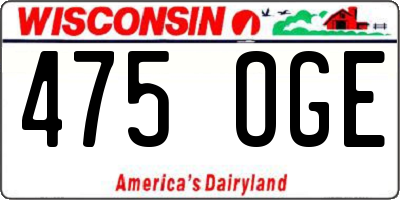 WI license plate 475OGE