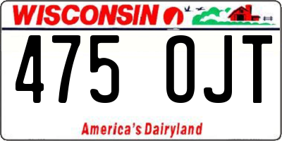 WI license plate 475OJT