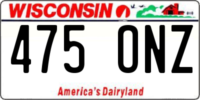 WI license plate 475ONZ