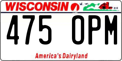 WI license plate 475OPM