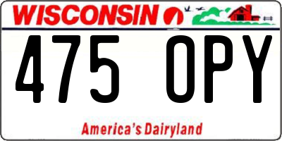 WI license plate 475OPY