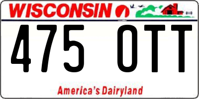 WI license plate 475OTT
