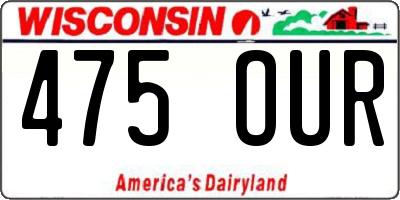 WI license plate 475OUR