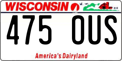 WI license plate 475OUS