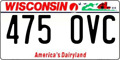 WI license plate 475OVC