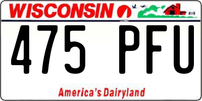 WI license plate 475PFU