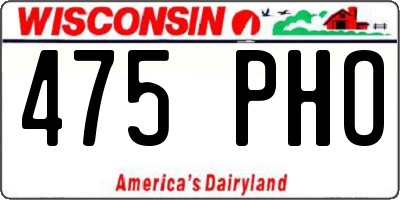 WI license plate 475PHO
