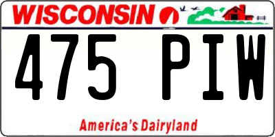 WI license plate 475PIW