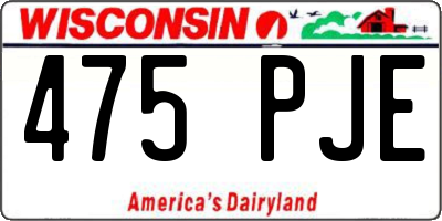 WI license plate 475PJE