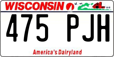 WI license plate 475PJH