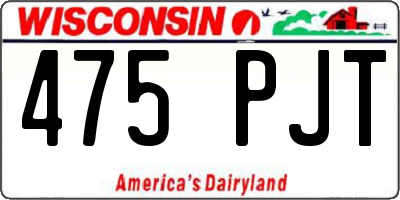 WI license plate 475PJT