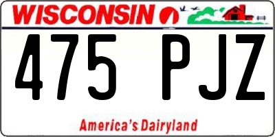 WI license plate 475PJZ