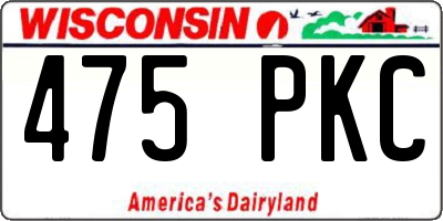WI license plate 475PKC