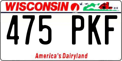 WI license plate 475PKF