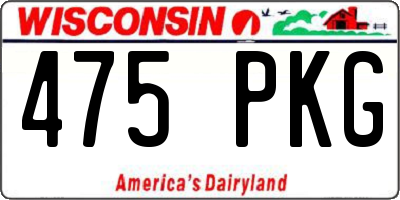 WI license plate 475PKG