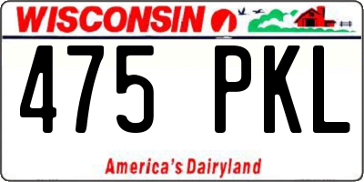 WI license plate 475PKL