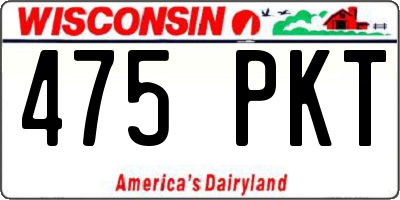 WI license plate 475PKT