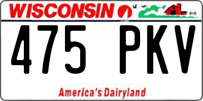 WI license plate 475PKV