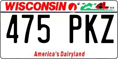 WI license plate 475PKZ
