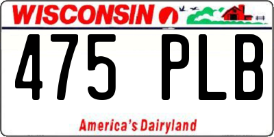 WI license plate 475PLB