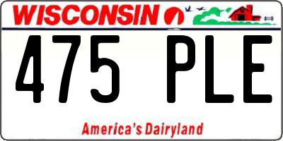 WI license plate 475PLE