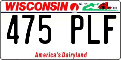 WI license plate 475PLF