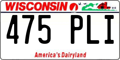 WI license plate 475PLI