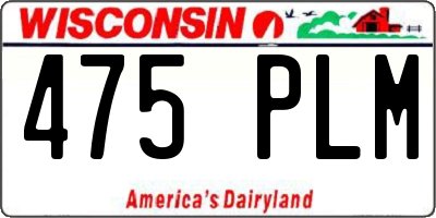 WI license plate 475PLM
