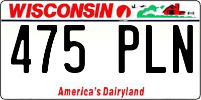 WI license plate 475PLN