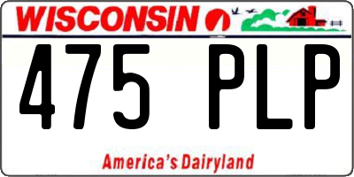 WI license plate 475PLP
