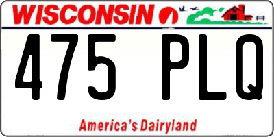 WI license plate 475PLQ