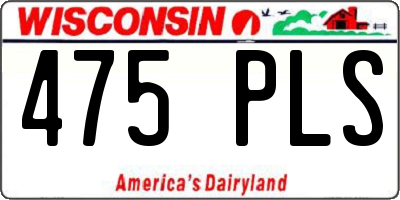 WI license plate 475PLS