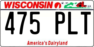 WI license plate 475PLT