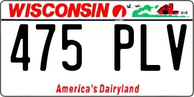 WI license plate 475PLV