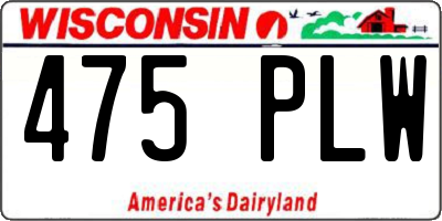 WI license plate 475PLW