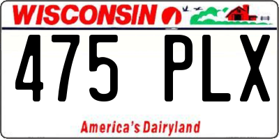 WI license plate 475PLX