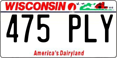 WI license plate 475PLY