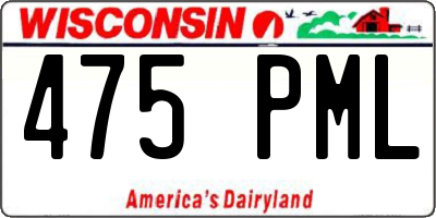 WI license plate 475PML